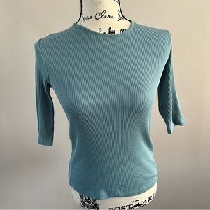 Vince 100% cotton Short sleeve ribbed tee t shirt Ladies size medium Blue